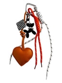 Charm cuore ecopelle arancione